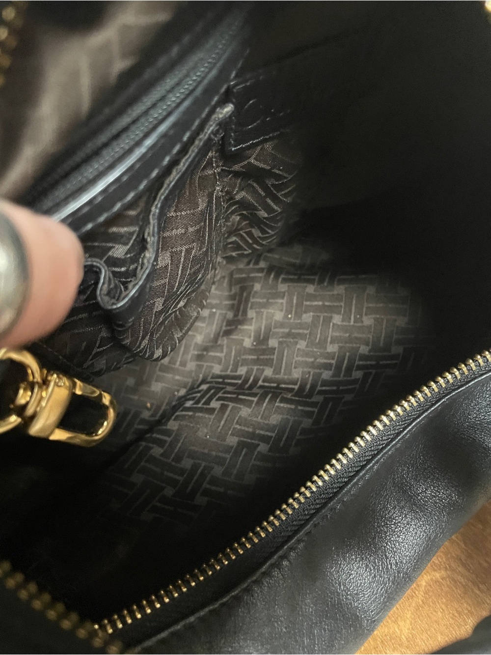 Cole Haan Black Leather Hobo Bag with Gold Hardware - Picture 5 of 12